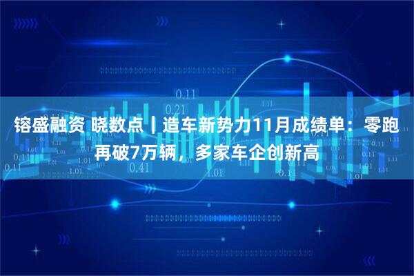 镕盛融资 晓数点｜造车新势力11月成绩单：零跑再破7万辆，多家车企创新高